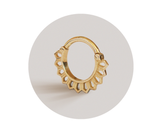 14K gold dragon-inspired septum clicker displayed in yellow gold on a clean white background
