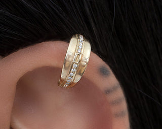 Wide Stones - Diamonds 14k Gold Clicker