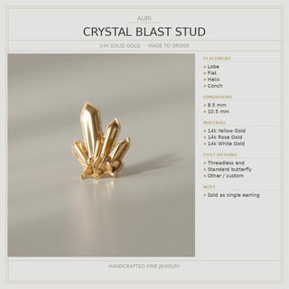 Crystal Blast - 14K Gold Crystal Stud Earring