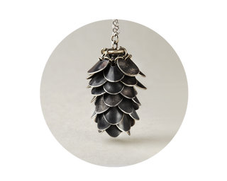 Pine Cone - 925 Sterling Silver Oxidized Necklace