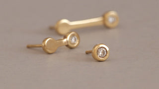14k gold and diamond piercing, threadless ends or earring stud