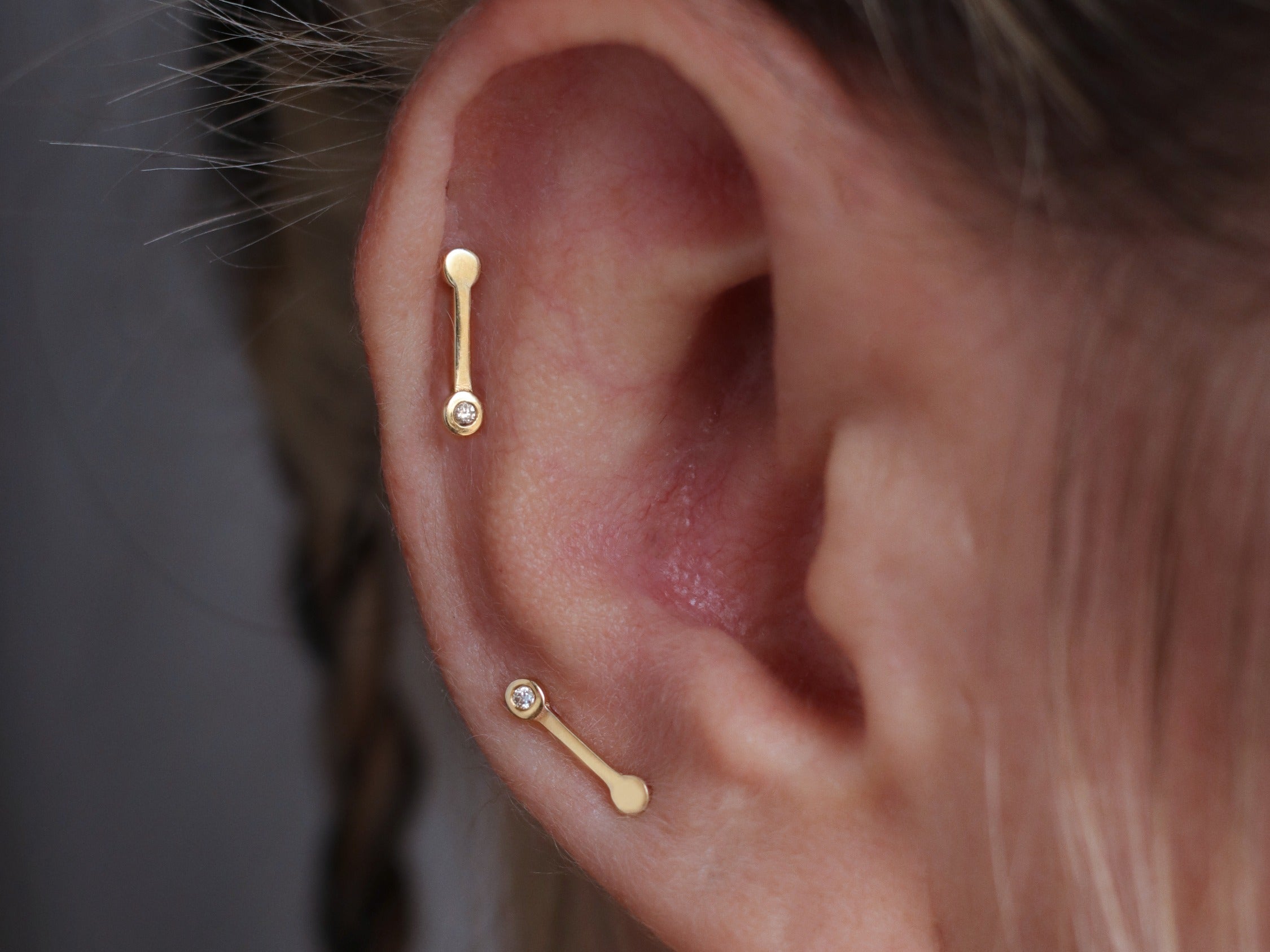 Medium Bone - Diamond Ear Stud – Auri Jewelry