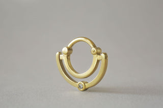 Swing Stone - Diamond Solid Gold Septum Ring