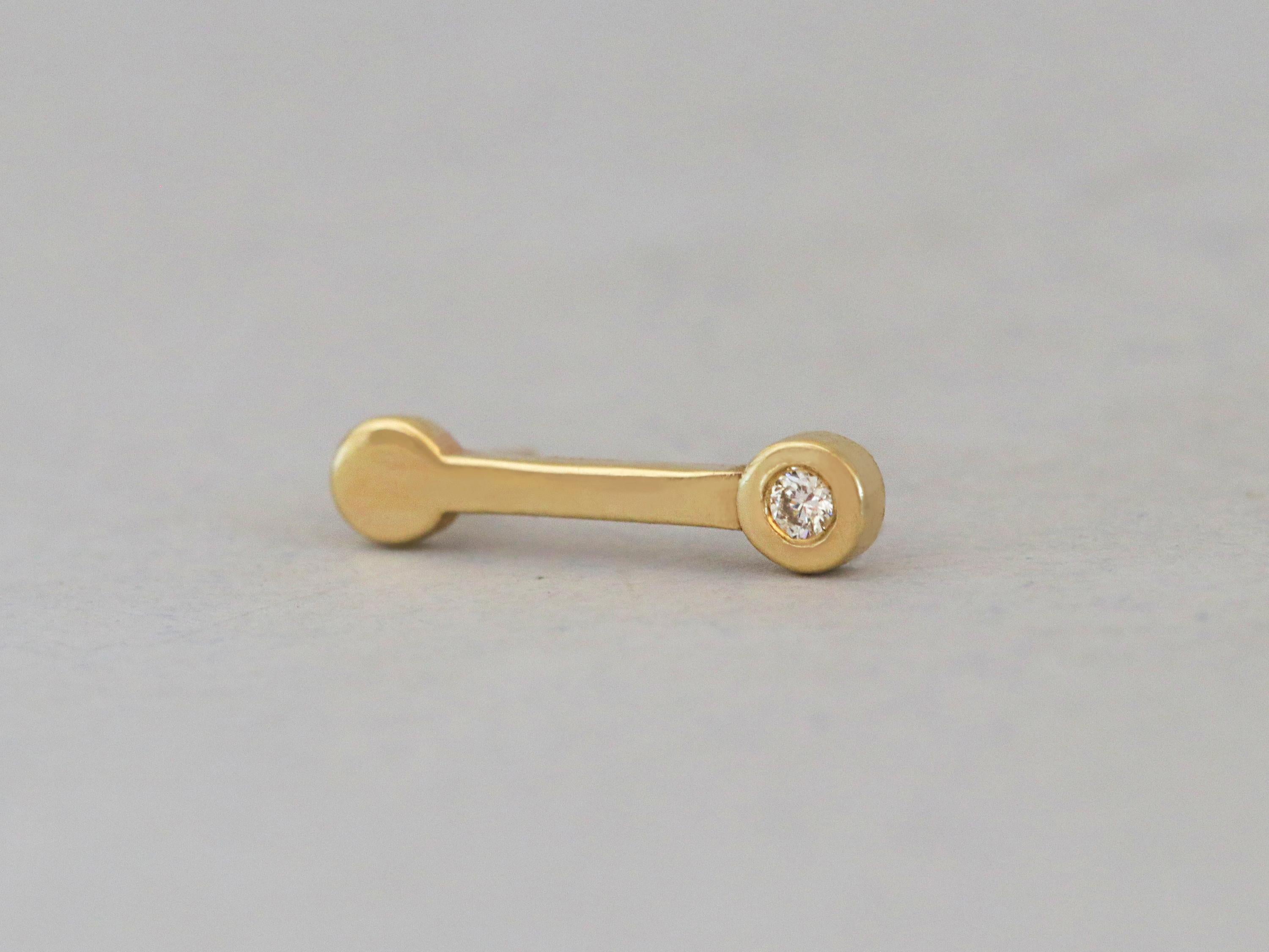 Medium Bone - Diamond Ear Stud