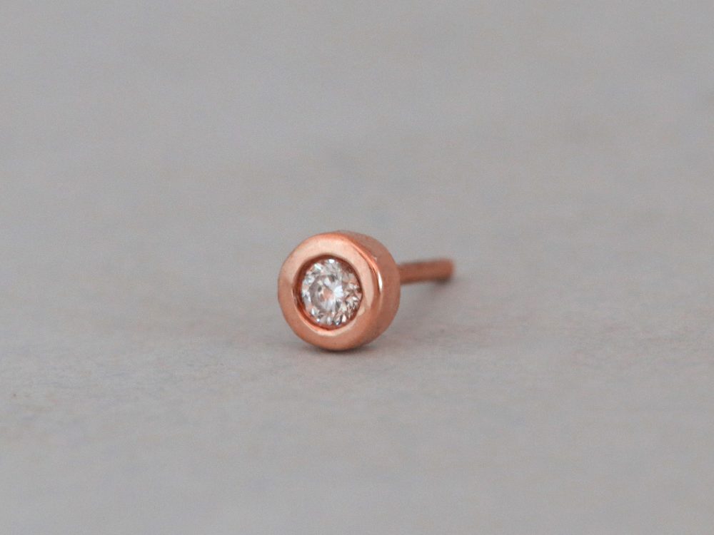 Just a Bezel - 14k Gold Single Diamond Stud – Auri Jewelry